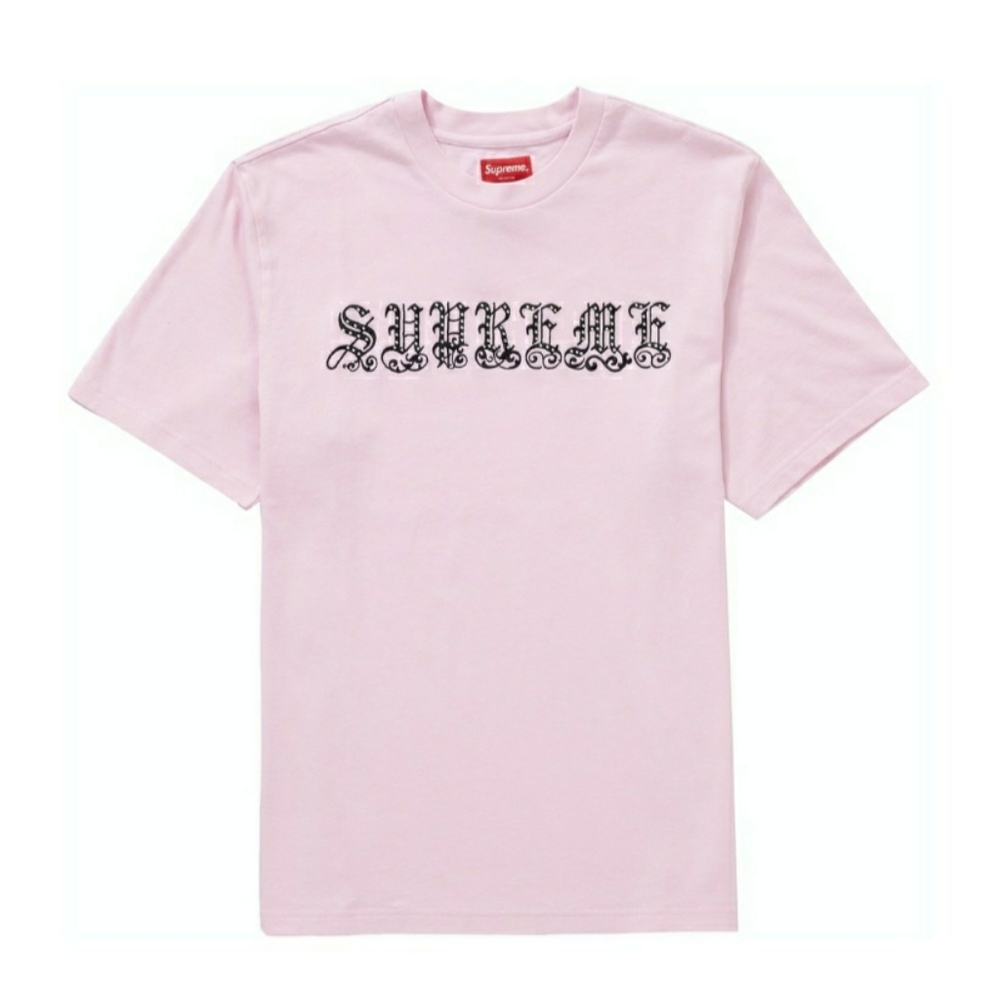 Supreme Old English Rhinestone Light Pink S/S Top